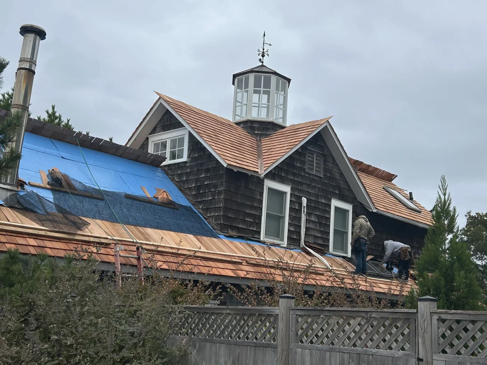 Cedar shake roof installation underway in Ship Bottom