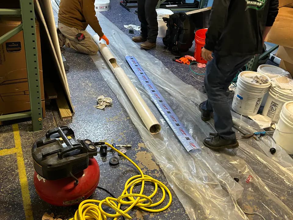 Express team preparing materials for a local project