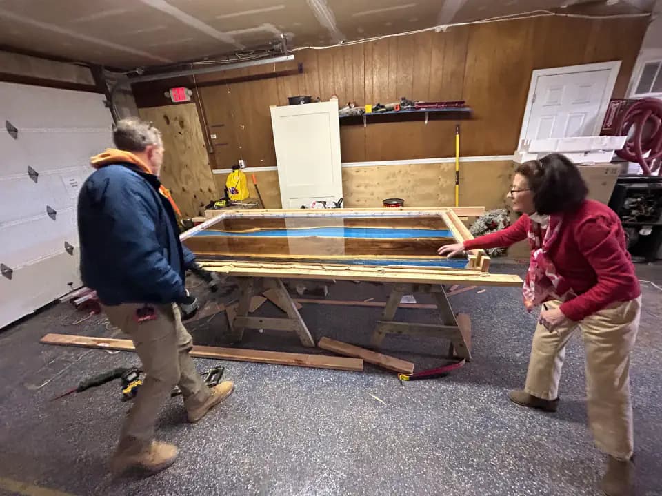 Express team members building a custom table